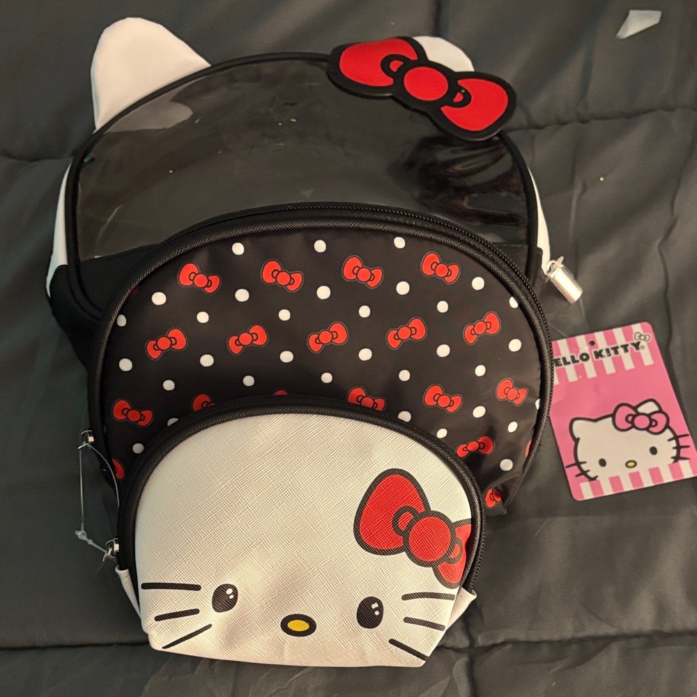 Hello Kitty Polka Dot Black and White makeup/travel/ one and pencil/ bag